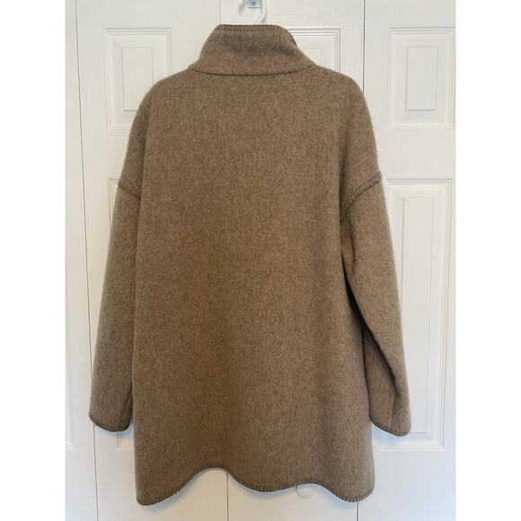 Andean Wool Alpaca Wrap Coat Large Pockets Peru Cowl Neck Cross Body Closure - Picture 14 of 14